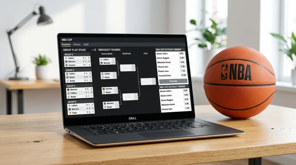 NBA Cup bracket with group play stage and knockout round betting markets