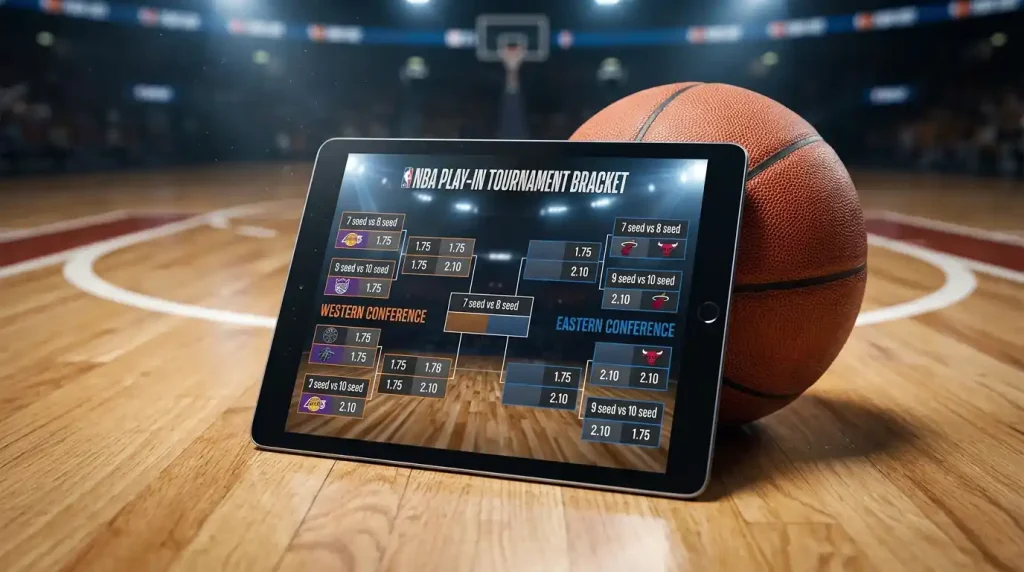 NBA Play-In bracket showing seventh through tenth seed knockout format