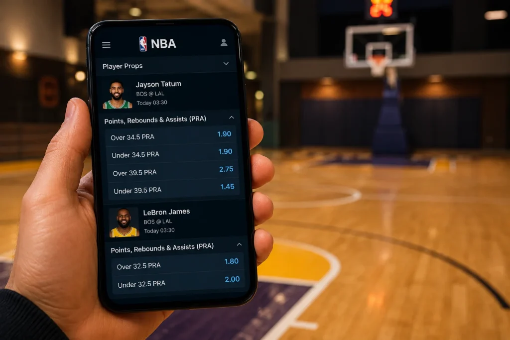 NBA player prop bet showing PRA market on a UK bookmaker app